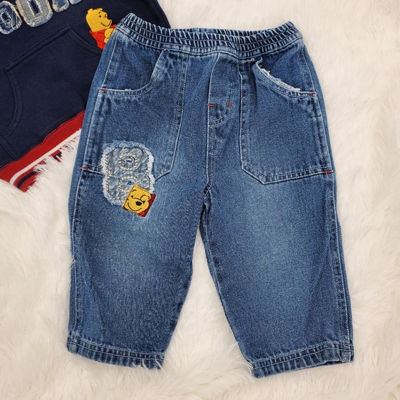 Vintage Disney Kids Navy Blue Pooh Sweatshirt With Pants 18 Months - Picture 10 of 11